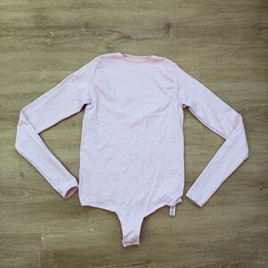 Skims Cherry Blossom Pink Long Sleeve Essentials Bodysuit